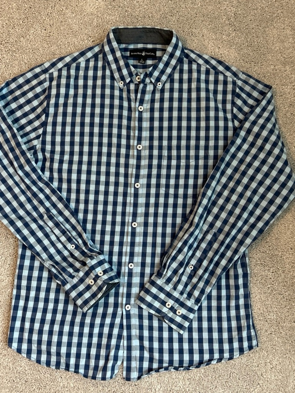 Beverly Hills Polo Club Navy & Light Blue Gingham Button-Down Shirt